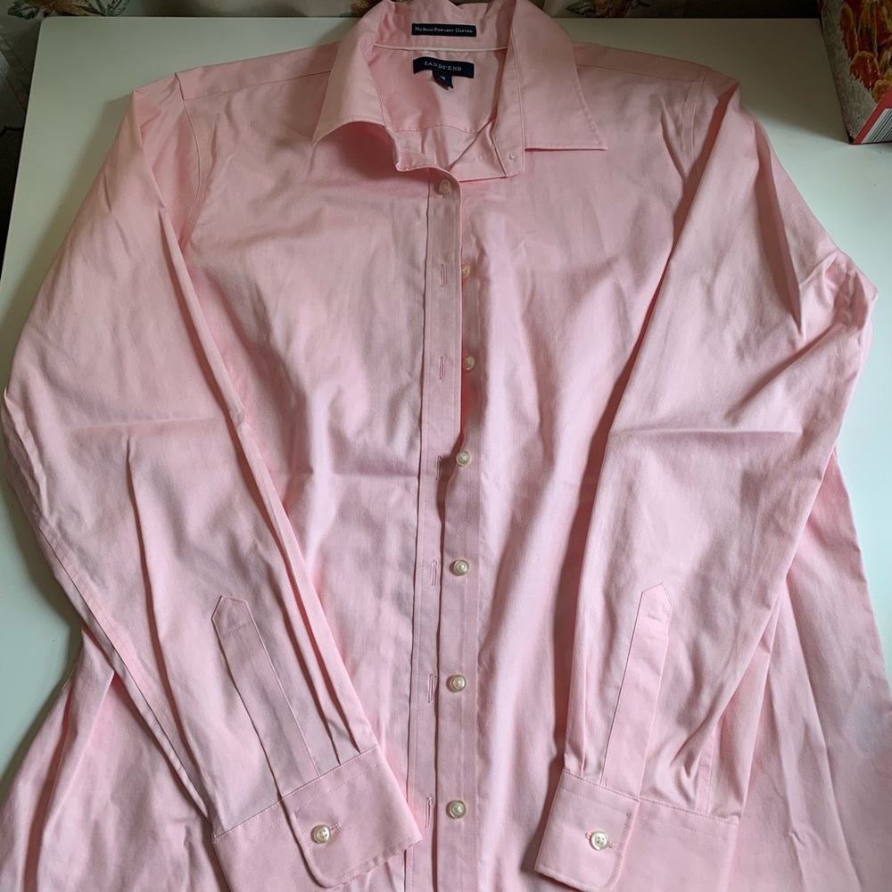 Lands End pink button down size 18